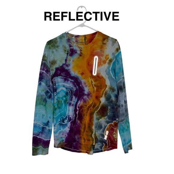 Handmade Geode Tie Dye Tee Tshirt Mens Size Small Shirt Reflective Upcycled - Picture 4 of 12